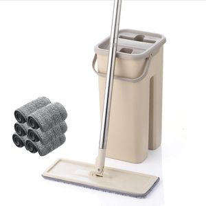 Platte Squeeze Mop En Emmer Hand Gratis Wringen Floor Cleaning Microfiber Mop Pads Nat Of Droog Gebruik Op Hardhout Laminaat tegel
