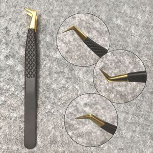Eyelash Tweezers 3D Volume Anti-static Non-magnetic Curved Eyelash Extension Tweezer Fan Lash Eyebrow Makeup Tools