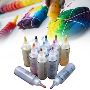 12Pcs 120Ml Tie Dye Kit Niet Giftig Diy Kleding Graffiti Stof Een Stap Textiel Verven