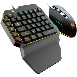 T1 One-handed Keyboard Mouse Set Ergonomic Sensitive Buttons Long Life Keyboard Mouse For Game Lovers Business Office