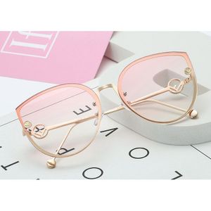Cat Eye Zonnebril Vrouwen Luxe Bril Mode Vrouwen Zonnebril Clear Lens Cateye Vrouwelijke Brillen Randloze Gradiënt