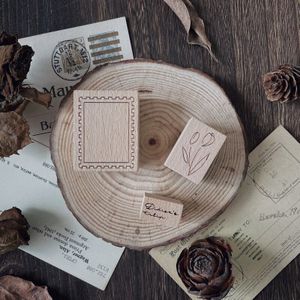 3 Stks/partij Houten Stempel Set Retro Grens Ins Engels Bloem Tulp Bullet Journal Accessoires Diy Decoratieve Log Seal Esthetische