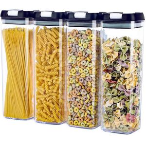 4Pcs Verzegelde Voedsel Container Opslag Bpa-vrij Voedsel Tissue Plastic Pot Met Deksel, gebruikt Voor Keuken Voedsel Suiker, Granen