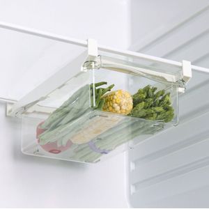 Plastic Clear Koelkast Organizer Koelkast Opbergdoos Slide Onder Plank Lade Doos Fruit Groenten Ei Opbergdozen