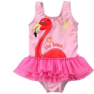 Kids badmode Mooie meisje baby print Een stuk bikini Ruches Retro Roze biquini bader badpakken Kind 1-6 T beachwear