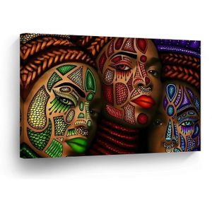 Drie Afrikaanse Vrouwen Stijlvolle Make Up Moderne Kunst Schilderij
