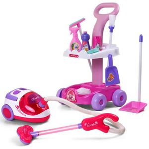 Aankomst Pretend Play Speelgoed Simulatie Stofzuiger Winkelwagen Schoonmaken Stof Gereedschap Baby Kids Speelhuis Pop Accessoires
