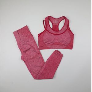 2 Stuk Yoga Sets Vrouwen Gym Kleding Fitness Hoge Taille Naadloze Leggings + Push Up Sport Bh Vrouwelijke Sportkleding Workout set