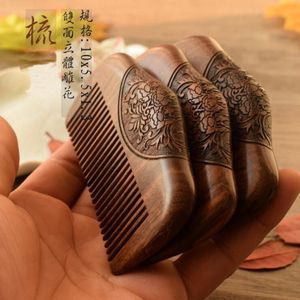ZGTGLAD Pocket Houten Kam Natuurlijke Zwarte Goud Sandelhout Super Smalle Tand Hout Kammen Geen Statische Luizen Baard Kam Hair Styling