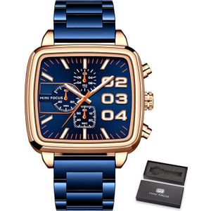 Minifocus Mannen Zakelijke Quartz Horloge Rvs Top Brand Luxe Lichtgevende Multifunctionele Waterdichte Mannelijke Klok + Box