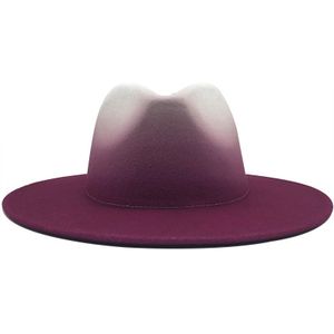 Vrouwen Mannen Wol Vintage Trilby Vilt Fedora Hoed Met Brede Rand Gentleman Elegante Gradiënt Royal Blue Voor Lady Winter Jazz caps