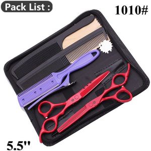Kappers Schaar 5.5 "16 cm Roestvrij Paarse Draak Kapper Dunner Schaar Stylist Schaar Blikscharen Rode Kleur Z1010