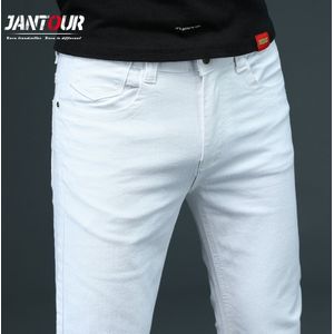 Klassieke Stijl Mannen Skinny Witte Jeans Mannen Katoen Casual Business Stretch Denim Broek Mannelijke Mode Broek 28-38