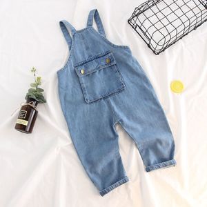 Baby Meisje Jongen Overalls Alle-Match Jeans Meisjes Denim Jumpsuits Kinderen Haren Broek Pocket Peuter Denim Overalls 2- 6T