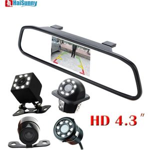 Haisunny 2 In 1 Auto Led Night Vision Rear View Backup Camera Met Hd 4.3 "Auto Hd Video auto Parking Achteruitkijkspiegel Monitor