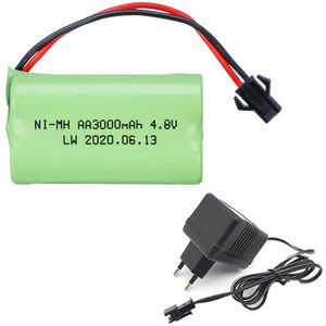 4.8 V 3000 Mah Batterij En 5in1 Charger Kabel Voor Rc Speelgoed Auto 'S Tanks Robots Boten Guns Aa 4.8 V 3000 Mah Oplaadbare Batterij