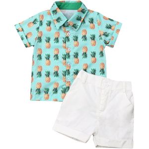 Peuter Kids Baby Boy Ananas Kleding Sets 1-6Y Korte Mouwen Tops Shorts Broek Formele Outfits
