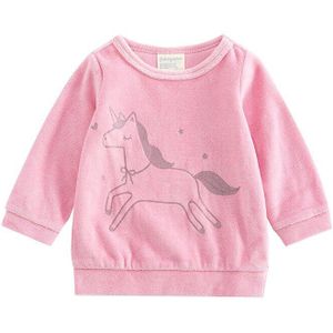Peuters Kids Meisjes Winter Lange Mouw Dunne Trui Tops Shirt Hoodie Trui Roze Paard Print Sweatshirt Kleding Maat 0-2Y