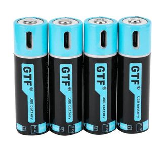 GTF1.5V Usb Aa Li-Ion Batterij 2550mwh 1500Mah 100% Capaciteit Li-Polymer Usb Oplaadbare Lithium Usb Batterij Usb Kabel