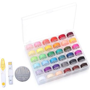 25 Stks - Set Lege Klossen Naaimachine Spoelen Kleurrijke Plastic Koffer Opbergdoos %28kleur Gemengd%29