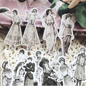 Vintage Stickers Europese Retro Dames Persoonlijkheid Mode Jurk Diy Scrapbooking Album Gelukkig Planner Decoratieve Stickers