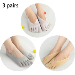 Met Gel Tab Boot Sok Nylon 3 Paar Ademende Zomer Pure Kleur Vrouwen Teen Sokken Compressie Sokken Onzichtbare
