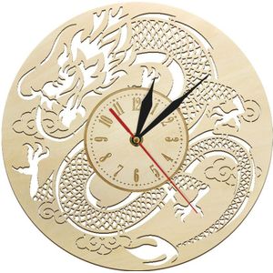 Vintage Draak Sculptuur Horloge Horloge Japanse Dragon Fantasy Wandklok Houten Huisinrichting Originele Non Tikkende Wandklok