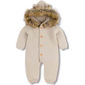 Winter Warm Kinderen Overalls Jongens Kleding Beer Gebreide Pasgeboren Baby Rompertjes Hooded Full Mouwen Baby Meisje Jumpsuits Outfits