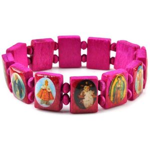 5 stks/partij Kinderen Armbanden Jongen Meisje Houten Jezus Saints Rozenkrans Religieuze Armbanden Armbanden Sieraden