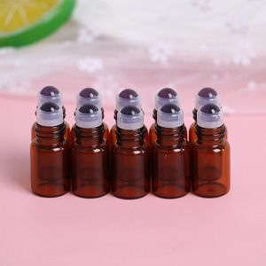 10 Stuks Lege 2Ml Amber Glas Roll Op Fles Flesjes Met Rollerball Voor Essentiële Oliën Parfum Aromatherapie