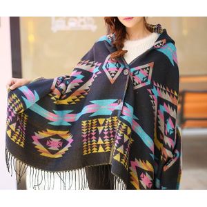 Herfst winter vest truien Tippet mode oversized vesten Tribal patroon trui Vrouwelijke poncho en capes jas