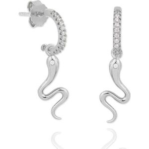 Roxi Halve Cirkel Snake Zirkoon Kristallen Stud Oorbellen Voor Vrouwen Meisjes Party Prestaties Oorbellen 100% 925 Zilveren Sieraden