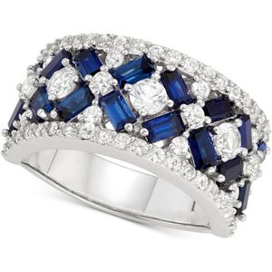 Huitan Gorgeous Crystal Ronde Met Blauwe Rechthoek Cz Band Ring Voor Vrouwen Top Bruiloft Sieraden Anniversary Lady Rings