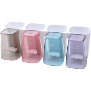 4 Kopjes Tandenborstel Houder Tandpasta Knijper Dispenser Badkamer Accessoires Sets 5 Pcs Badkamer Plastic Decor Opslag Wit