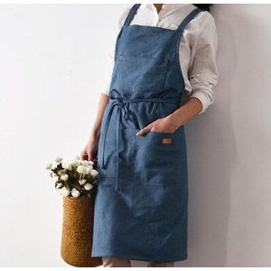 Opgewaardeerd Katoen Jeans Schorten Eenvoudige Gewassen Volwassen Schorten Unisex Voor Keuken Koken Tuinieren Koffie Winkel