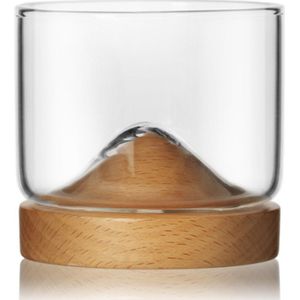 5Oz Mountain Wijn Glas Mok Met Houten Chinese Thee Mok Bodem Whiskyglazen Japanse Huishouden Thee Cup Hout Mok