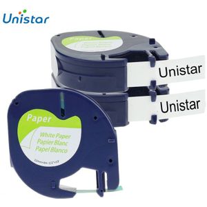 Unistar Voor Dymo Letratag Wit Papier Label Tape Cartridge 91200 S0721510 12 Mm X 4 M Gebruik Voor LT-100H LT-100T QX50 Printer
