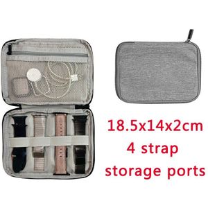 Horloge Organizer Case Multifunctionele Draagbare Reizen Voor Apple Horloge Band Band Opbergtas Horlogeband Houder Case Pouch Grijs Zwart