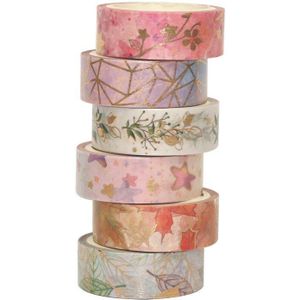 Bronzing washi tape Kawaii briefpapier bloem afplakband 6 stks/set papeleria washitape cinta adhesiva decorativa vintage