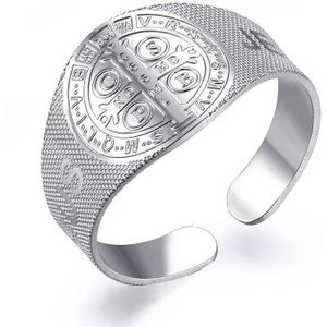 Goud Zilver Plated Religie Kruis Ringen Voor Vrouwen Mannen 316L Rvs Open Verstelbare Ringen Mode-sieraden