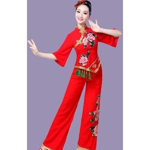 Hanfu Stijl Yangko Prestaties Square Dans Kostuum Fan Paraplu Dans Traditionele Chinese Dans Kostuum