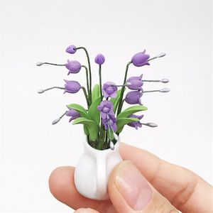 Meubels Speelgoed Pop Accessoire 1:12 Mini Poppenhuis Miniatuur Groene Plant Bloem in Pot Fairy Garden Accessoire D7