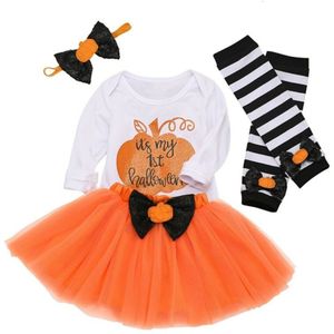 Baby Meisje Halloween Kleding Set Baby Baby Meisje Pasgeboren Mijn Eerste Halloween Kostuum Top Romper Effen Rok Outfit 0-24 Maanden