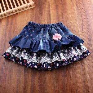 Mode Lente Herfst Zomer School Meisjes Rokken Bloem Kant Denim Kinderen Rok Voor Meisje Tutu 'S Baby Cake Tutu JW2670