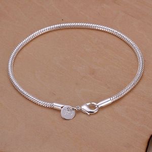 925 sterling zilveren armband, 925 zilveren sieraden bedelarmband 3mm snake chain Armband voor vrouwen/mannen SB187