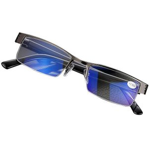 Zilead Legering Anti Blauw Licht Leesbril Mannen Business Half Frame Verziend Brillen Verziendheid Brillen Met + 1.0to + 4.0