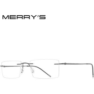 Merrys Mannen Titanium Legering Randloze Glazen Frame Mannelijke Vierkante Ultralight Man Frameloze Bijziendheid Monturen Brillen S2880