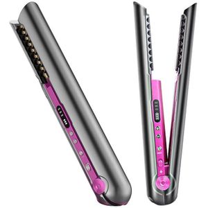 Mini 2 In 1 Flat Iron Usb 4800Mah Draadloze Stijltang Met Opladen Base Draagbare Draadloze Curler Droog En nat Gebruik