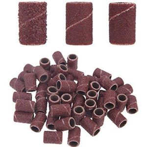 100/50Pc Schuren Cap Bands Voor Elektrische Manicure Machine 180/120/80 Grit Nail Boor Slijpen Bit Bestanden pedicure Tool Set
