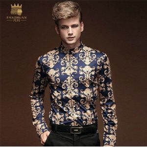 Mens Barroco Barocco Stijl Koninklijke Prins Luxe Bloemen Lange Mouwen Tops Bloem Print Cocktail Party Vintage